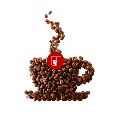 Coffee beans in the shape of a coffee cup. Stock Photo